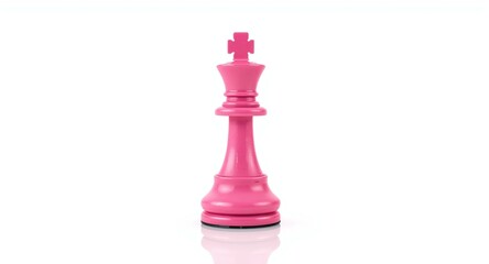 Detailed pink chess piece placed on a white evenly lit background