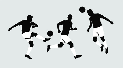 Soccer players in action: kicking, running, and heading the ball © TRSTOCK