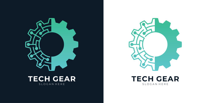 Gear technology logo with digital circuit