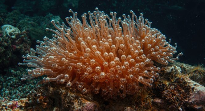Clustered tunicates forming natural underwater habitat