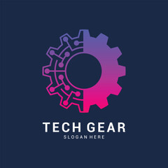 Digital gear tech logo with circuit design