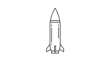 Simple Black and White Rocket Illustration.