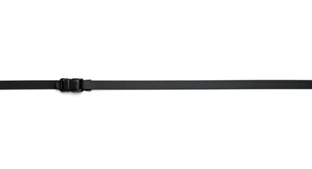 Fototapeta premium Black flexible cable tie laid on a clear white background showcasing its effectiveness in cable organization