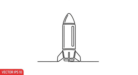 Simple Black Line Rocket Illustration. © Rom
