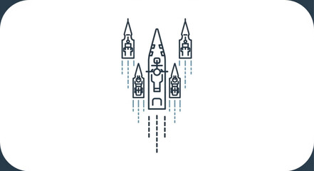 Simple Castle Illustration Design Element. © Rom