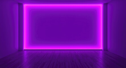 Artistic interior setting with a layered violet neon abstract illuminated background for print