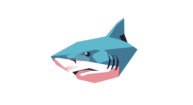 Cartoon Shark Head Illustration with Open Mouth.