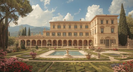 Naklejka premium Background showing ancient villa fresco art with generous copy space