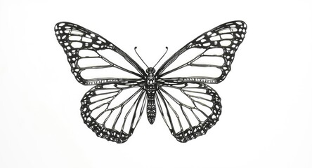 Fototapeta premium Abstract butterfly wireframe design crafted with printing pen on white surface