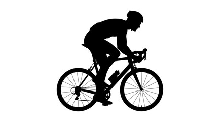 Fototapeta premium Cyclist in silhouette on road bicycle isolated