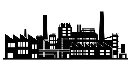 Fototapeta premium Industrial factory building silhouette illustration manufacturing production concept