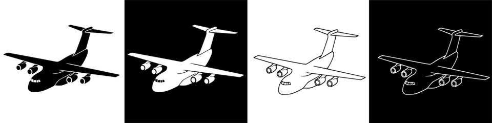 Airplane Silhouette Vector Illustrations Multiple Styles. © IamHydra13