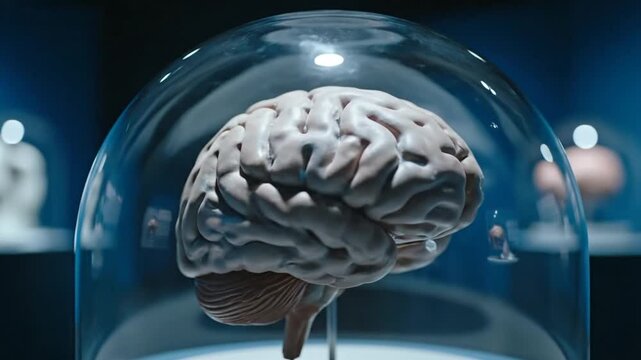 Human brain model in glass.