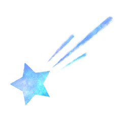 青い流れ星の水彩イラスト