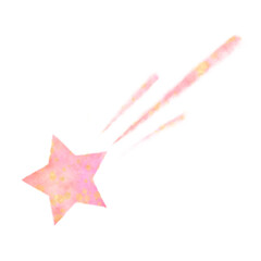 ピンクの流れ星の水彩イラスト