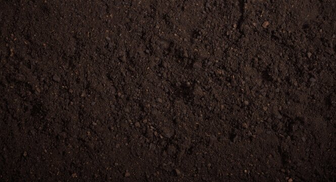 Smooth dark soil texture background with copy space