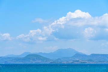 熊本県天草から望む島原半島と雲仙普賢岳