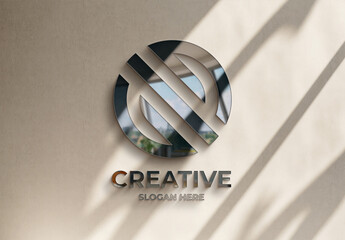 Logo on Office Wall with Shadows Mockup