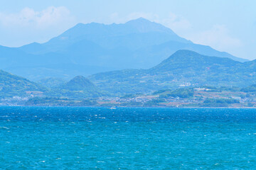 熊本県天草から望む島原半島と雲仙普賢岳
