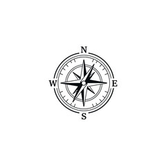 Obraz premium Black Compass Illustration with Cardinal Directions.