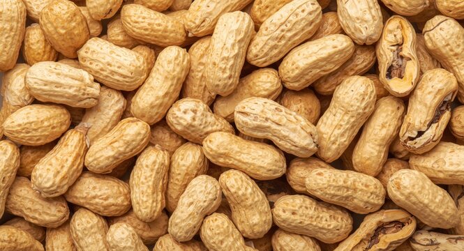 Detailed peanut pieces isolated on white background emphasizing nut textures