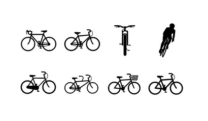 Obraz premium Minimal Bicycle Silhouette Vector Icons – Cycling Symbol Set