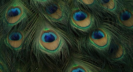 Close up view of vibrant peacock feathers with intricate details enhancing any decor