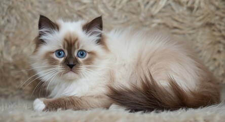 Charming baby ragdoll cat with seal point markings