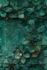 Obraz premium A green leafy background with a bunch of green leaves. The leaves are arranged in a way that they look like they are growing out of the wall