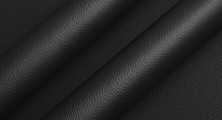 Obraz premium Close up of manufacturing black leather rolls with designated copy space