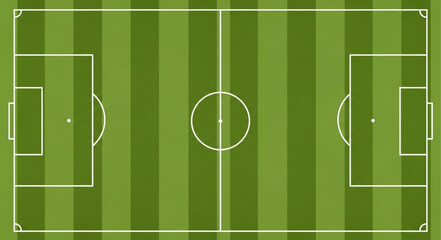 Top View Of A Soccer Field With Green Stripes. © Yooo
