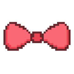 Obraz premium Red bow tie pixel art icon for retro game or gift graphic