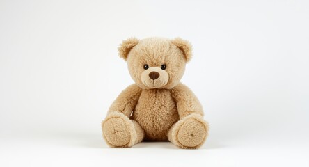 Obraz premium Cute teddy bear sitting alone on a white background