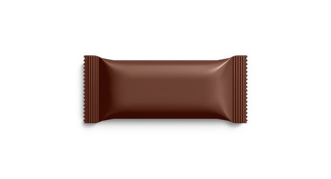 Empty chocolate candy wrapper design mockup over white backdrop