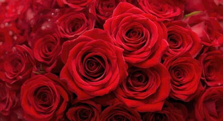 Chic cluster of fresh red roses conveying passionate affection