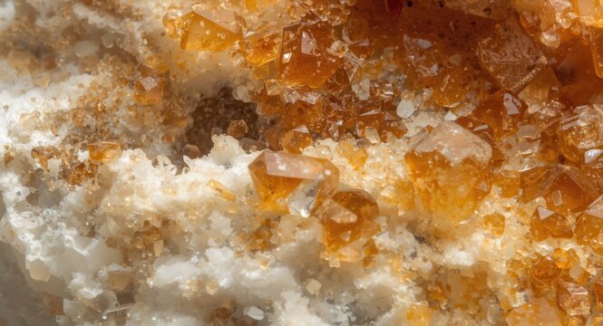 Close up macro of vanadinite mineral crystals on a white background