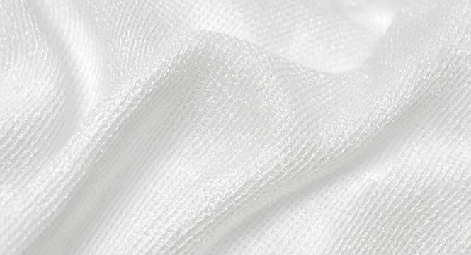Close up view of textured white polyamide elastic fabric ideal for apparel and accessory design