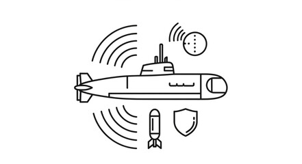 Submarine Underwater Military Vessel Icon. © Dodi