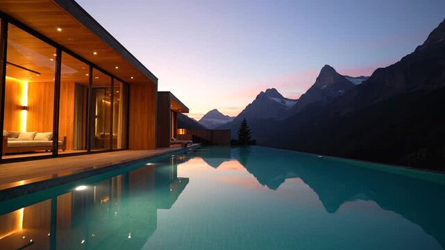 Luxury infinity pool mountain view.