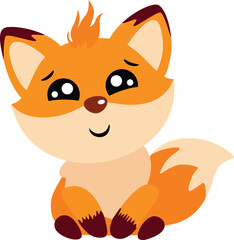 Fototapeta premium Adorable Little Orange Baby Fox Cartoon Character