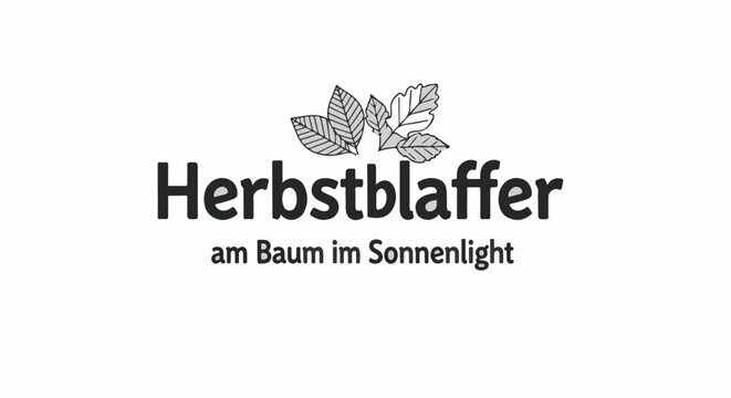 Stylized autumn leaves above bold text reading "Herbstblaffer am Baum im Sonnenlight