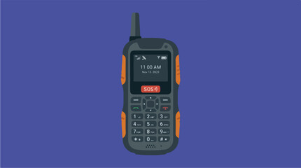 Rugged Outdoor Satellite Phone with Antenna and Keypad.