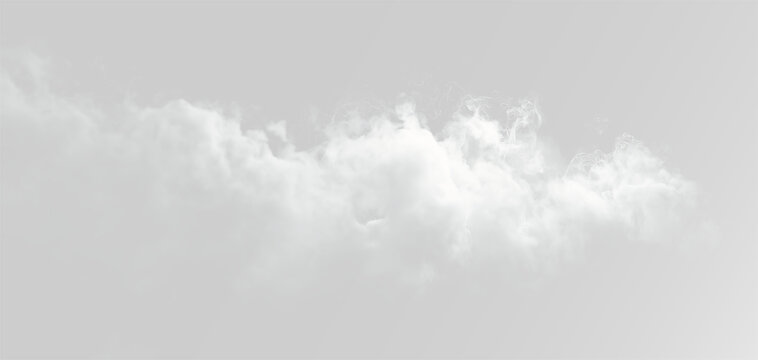 Horizontal smoke stream or realistic steam trail isolated on white background. Smoke, for, white gas png
