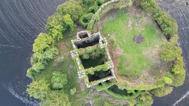 Aerial view of Mc Dermott Castle, County.Roscommon - Ireland