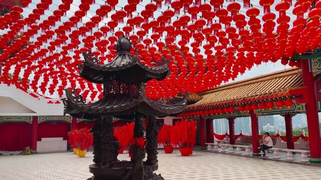 Thean Hou temple lanterns decortion, traditional chinese temple in Kuala Lumpur Malaysia