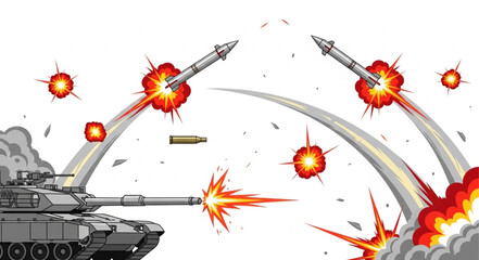 Tank Firing Missiles in Combat. © Putra