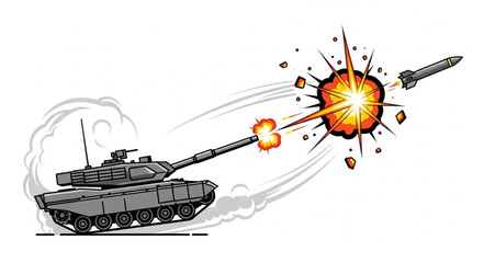 Tank Firing Shell Explosion Warfare. © Putra