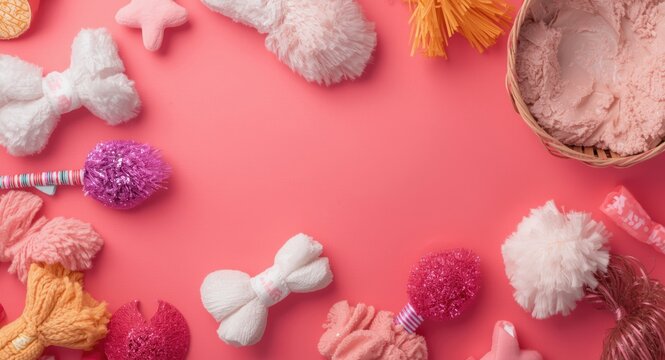 Brightly colored pet preforms arranged with copy space for design addition