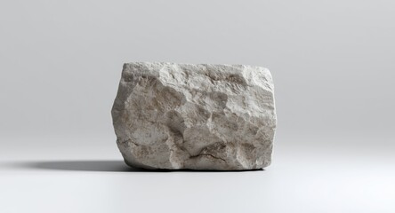 Textured limestone block captured on an empty blank background with subtle highlights