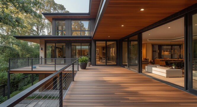 Elegant modern home renovation with multi level timber deck and sheltered courtyard